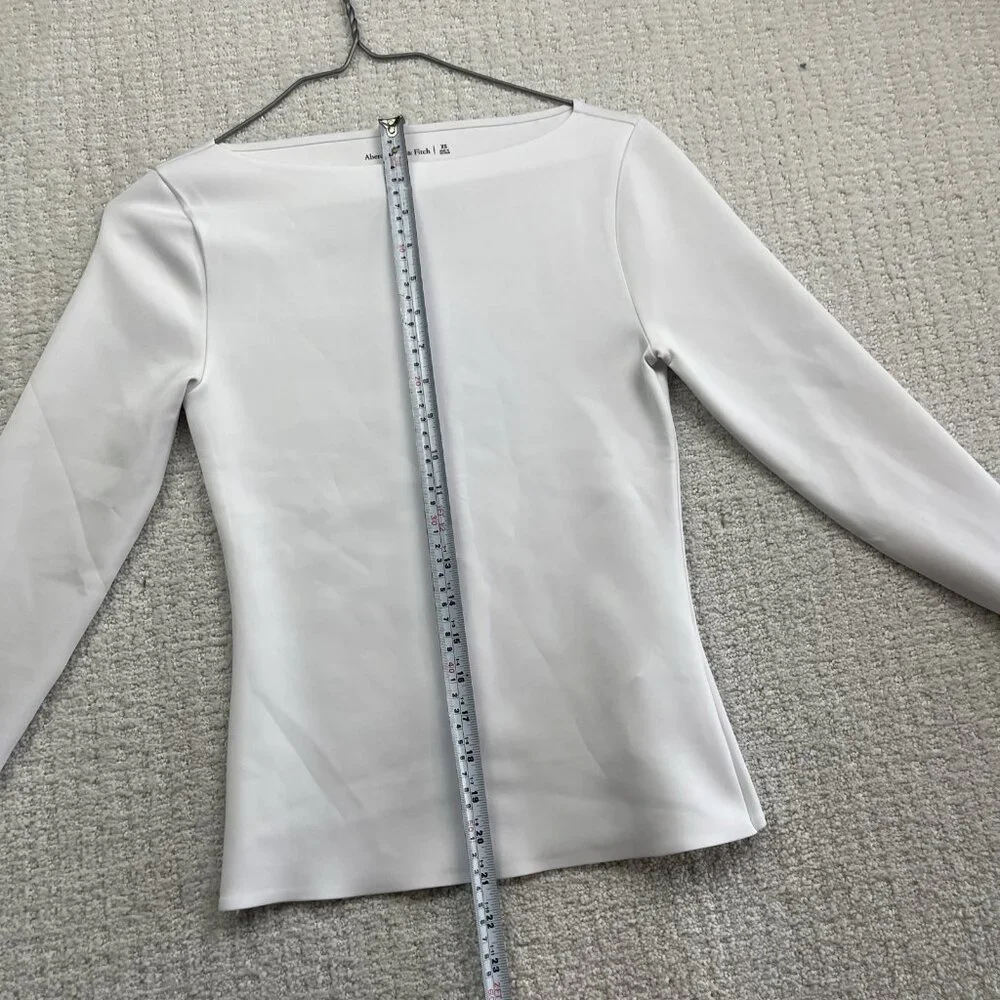 Abercrombie & Fitch Women’s Size XS Long-Sleeve Slim Strech Top White Preppy - Picture 8 of 14